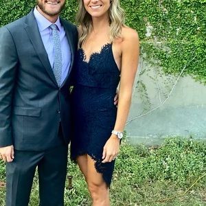 Navy Blue Lace Mini Dress